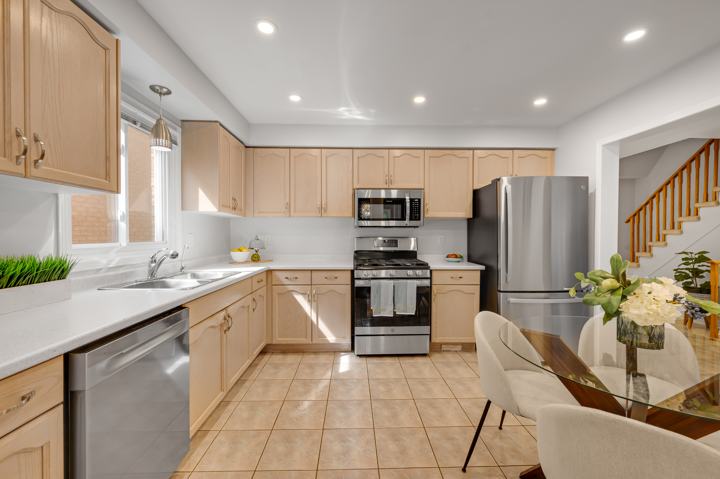 Kitchen with stainless steel appliances