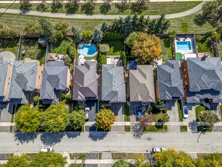 Aerial view of the street